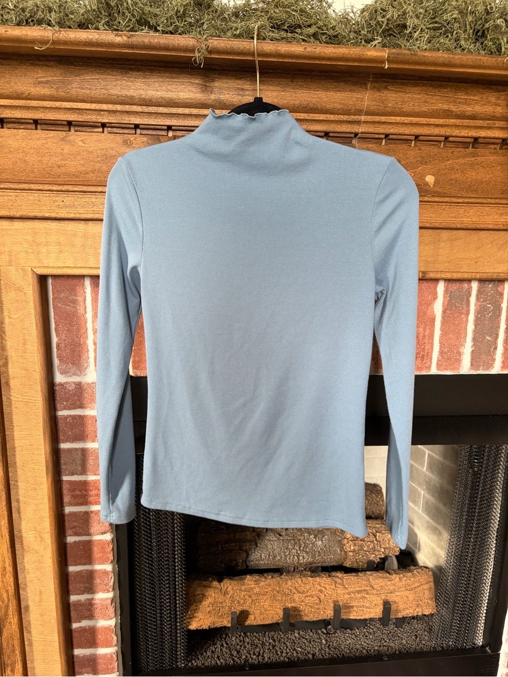 Amazon Essentials Light Blue Mock Neck Long Sleeve Top - Women's